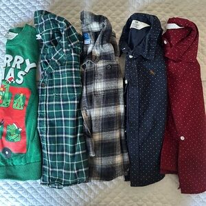 H&M Boy Shirts - Green, Plaid, Navy, Red